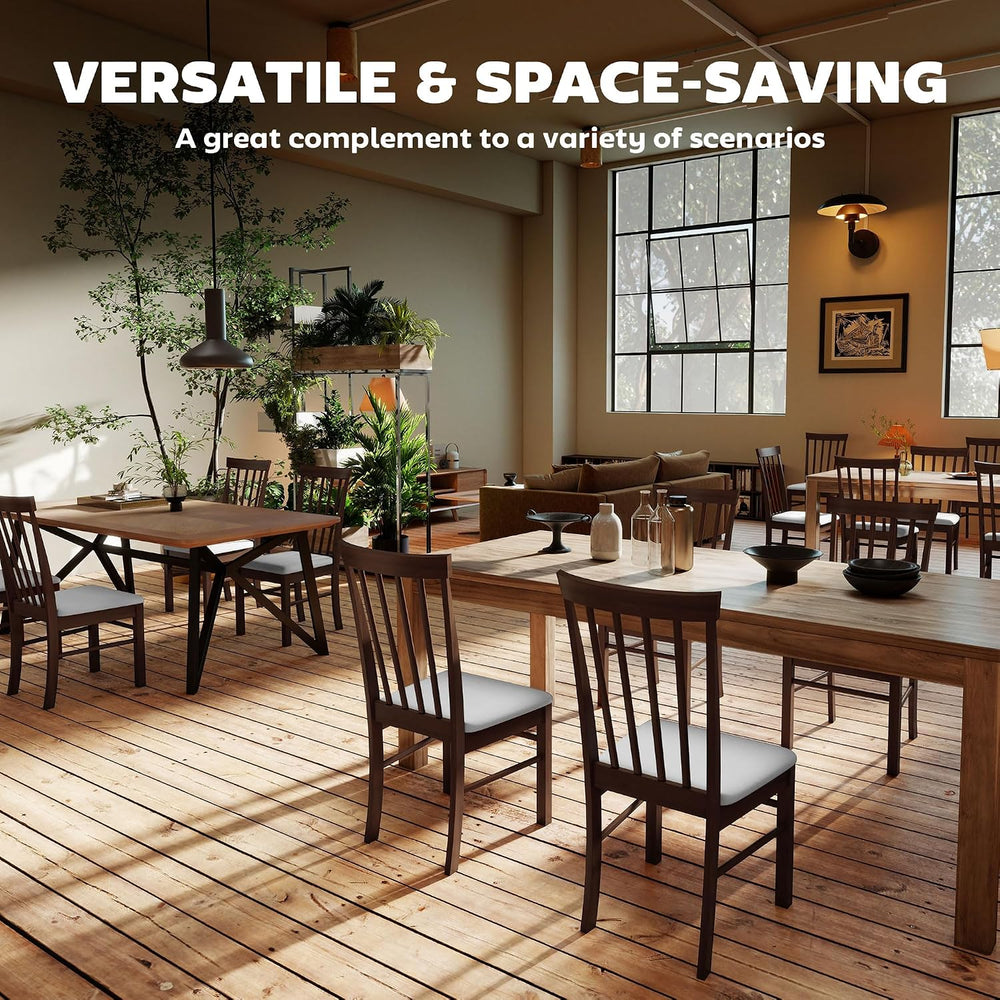 HOMCOM Wooden Dining Chairs Set, Farmhouse Upholstered Kitchen Chairs with Ru...