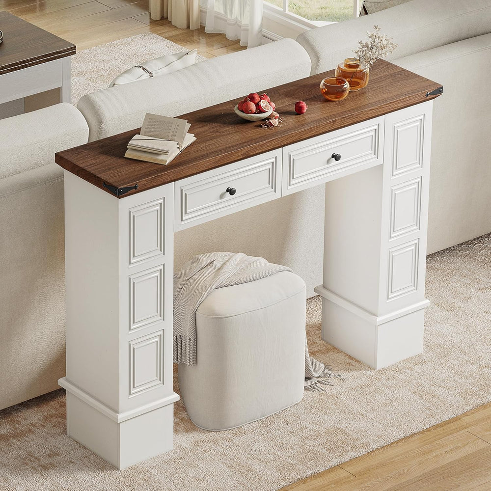 YITAHOME Farmhouse Console Table for Entryway with Storage, Narrow Long Sofa ...