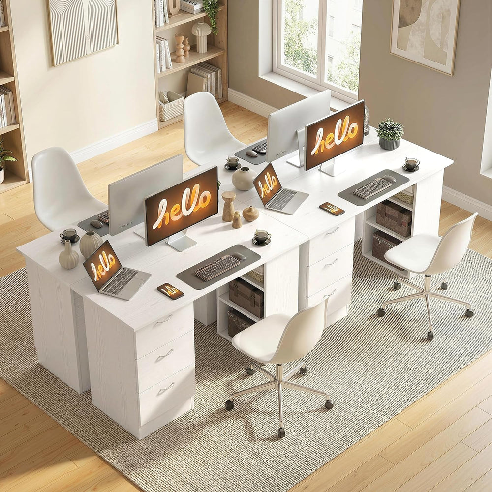 HOMCOM Computer Desk with Drawers, 47" Home Office Desk with Storage, White