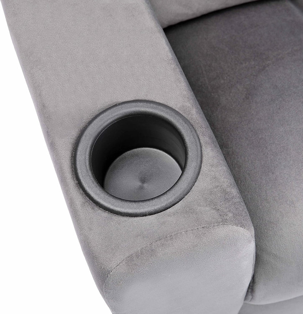 Naomi Home Suri Kids Recliner Chair: 150 Lbs Capacity & Solid Hardwood Frame for Ultimate Durability. Built to Grow Toddler & Children Sofa with Cup Holder, Footrest & 3 Recline Positions - Gray