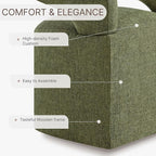 Upholstered Dining Chairs with Casters, Modern Barrel Side Armchair with Rollers for Dining Room, Bedroom, Kitchen, Reading Room, Green, Set of 2