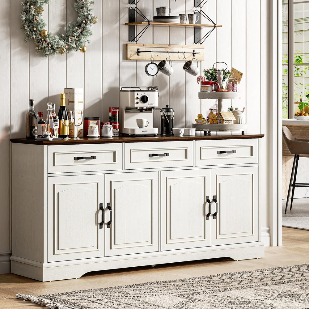 66" Large Sideboard Buffet Cabinet with Storage, Farmhouse Buffet Table ...