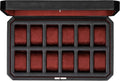 ROTHWELL 12 Slot Leather Watch Box for Men - Luxury Case Display Jewelry Organizer with Microsuede Liner - Travel Jewelry Case for Mens Accessories, Travel Organizer (Black & Red)