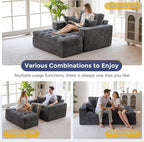 MAXYOYO Modular Sectional Chaise Lounge Sofa, Upholstered Lounge Chair with Ottoman, Comfy Couch with Layered Cushion, Tufted Upholstered Sleeper Chair for Living Room, No Assembly, Dark Grey
