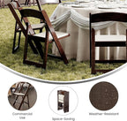 Flash Furniture Hercules Commercial Indoor/Outdoor Folding Event Chair, Wood Look, Weather-Resistant, Lightweight Design, Versatile Use, Set of 2, Dark Brown