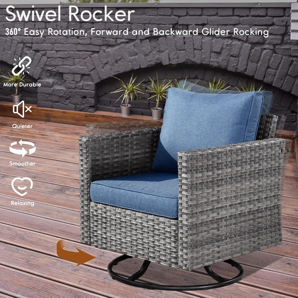 HOOOWOOO Patio Outdoor Conversation Set with Fire Pit Table,9 Piece Modern Ou...