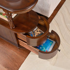 Wood End Table with 2 Drawers and Storage Shelf, Narrow Sofa Side Table for Living Room, Vintage Slim Nightstand Bedside Table for Bedroom, Slim Chair Side Table Cherry Walnut BG-A508-CY