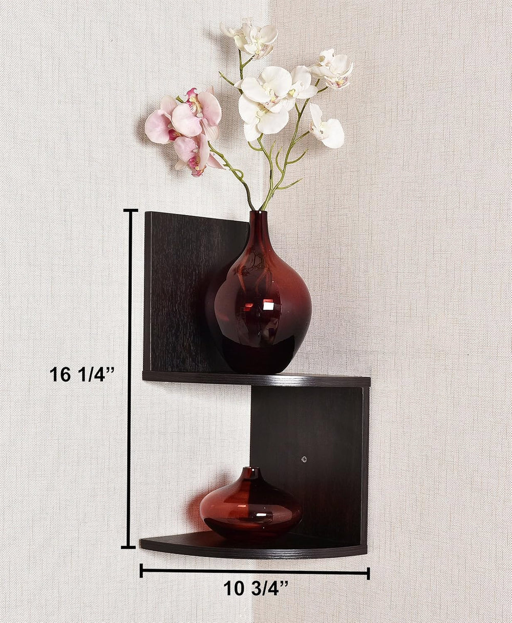 Corner Shelf, Greenco Modern Design 2 Tier Floating Shelves for Walls, Easy-t...