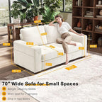 Hanherry 70" Loveseat Sofa for Living Room, Modern Comfy Couch with Medium Firm Seat Cushion, Removable Cover,Wide Armrest,USB/Type-C Port,Chenille Fabric Couches for Small Space,Apartment,Bedroom