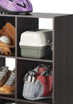 Whitmor 9 Cube Bookcase, 3 Tier Stackable MDF Bookself, Open Storage Display Organizer, Storage Cabinet for Living Room, Bedroom, Home, Office, 35.1" L x 11.7" W x 35.88" H, Black