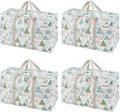 VENO 4 Pack Moving Bags and Large Christmas Storage Bins with lids. Alternative to Moving Boxes, Packing Supplies for College. Extra Large Heavy Duty Totes for Packaging (Pastel Forest, 4 Pack)