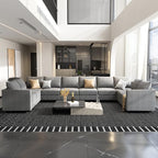 HONBAY Modular Sectional Sofa Sleeper Couch | Oversized with Chaise and Ottoman U Shaped Set | Stoarge Seat, Grey