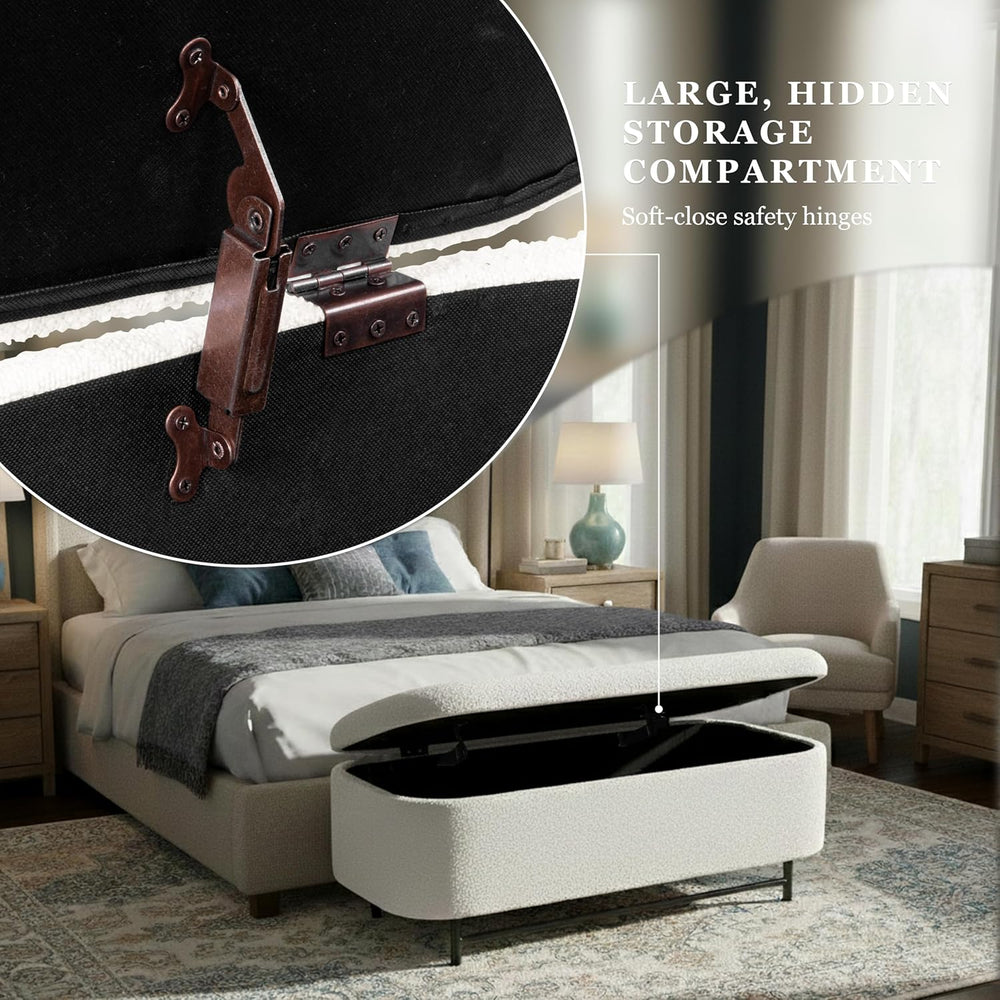 HomePop Ellipse Modern Storage Bench with Metal Legs |Homepop Home Décor|Benc...