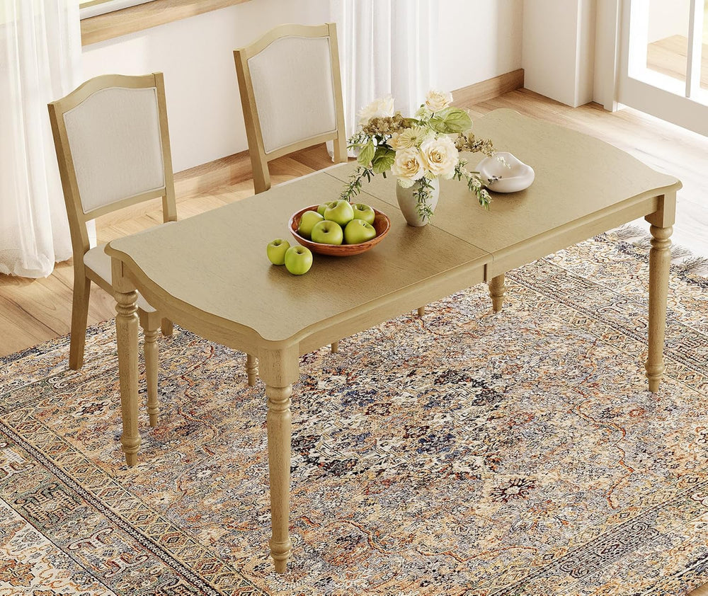 WAMPAT 70 Inch Dining Table for 6–8 People, Curved Edge Dining Room Table wit...