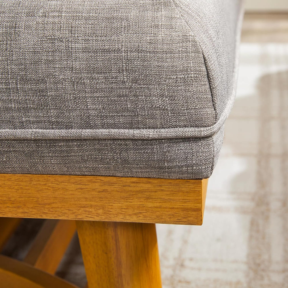 Walker Edison Nash Modern Farmhouse Large Oversized Linen Ottoman, Dark Grey