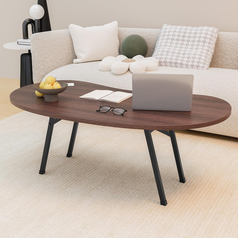 Folding Coffee Tables,Mid Century Modern Coffee Table Easy Assembly,Walnut