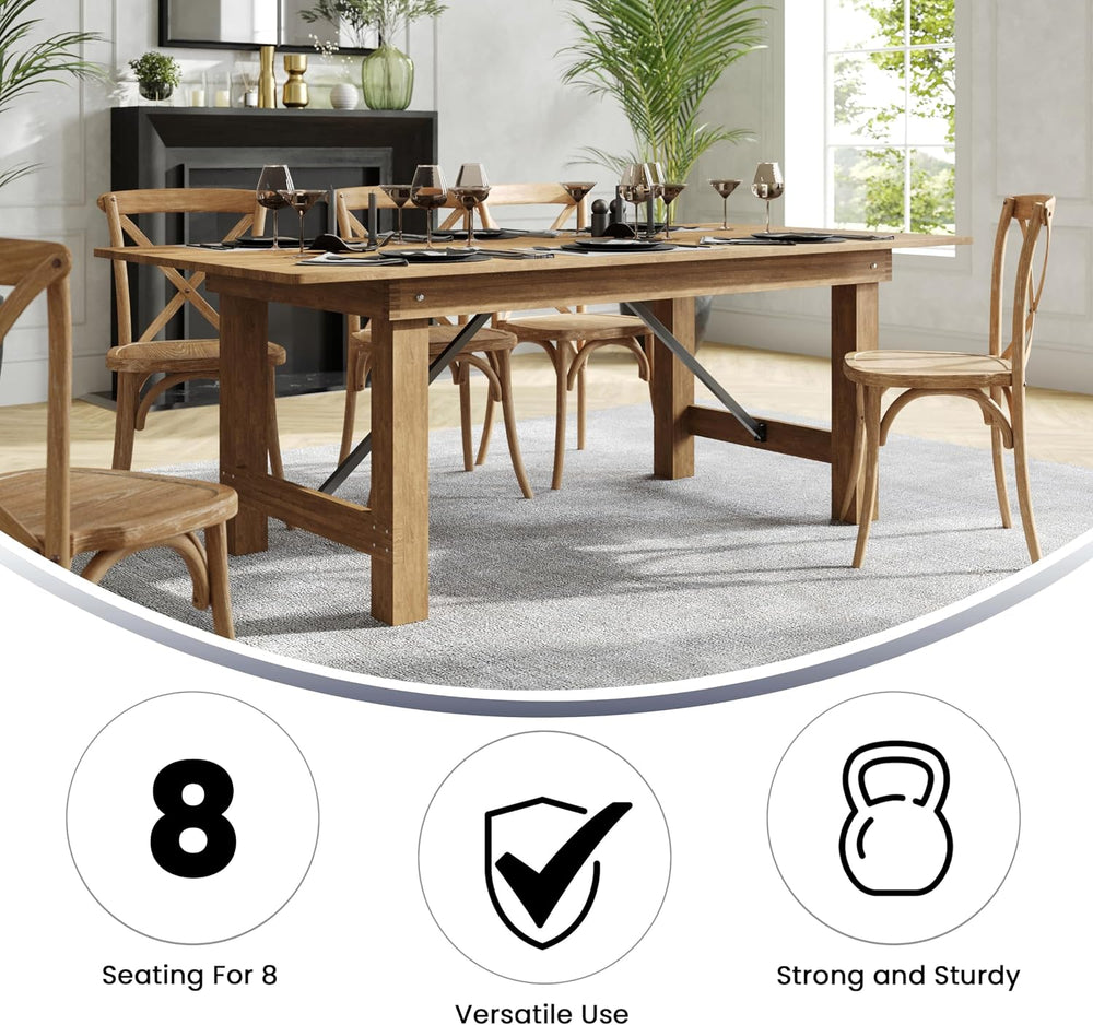Flash Furniture Hercules Series 7' x 40" Rustic Solid Pine Folding D...