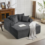 54.3"W Oversized Chaise Lounge Chair Indoor, Boneless Corduroy Sleeper Sofa Bed with 4 Pillows, Armrests, Comfy Fluffy Reading Couch, No Assembly Required Cloud Sofa for Living Room, Bedroom, Office