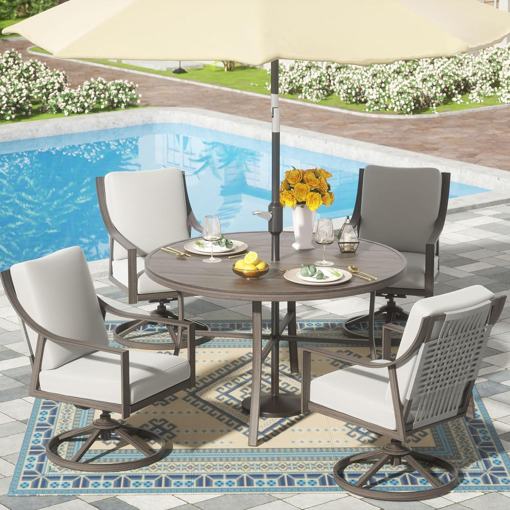 NATURAL EXPRESSIONS 5-Piece Patio Dining Set,4 Swivel Rockers & Round Table