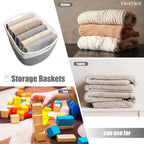 Large Blanket Basket with Handles, Big Woven Cotton Blanket for Living Room, Nursery, Big Bin Basket for Cloth, Storage, 22"x17"x12"
