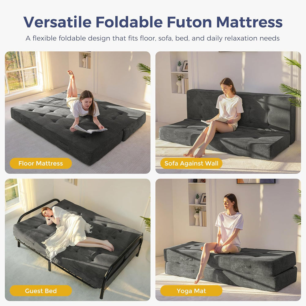 MAXYOYO Foldable Mattress, 8-Inch Tufted Futon Mattress with Handles | Tufted...