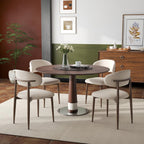 Beige Dining Chairs Set of 2, Modern Upholstered Dining Room Chair with Linen Fabric, Farmhouse Kitchen Side Chairs for Home, Apartment, Restaurant, Walnut Metal Legs(Chair Only)
