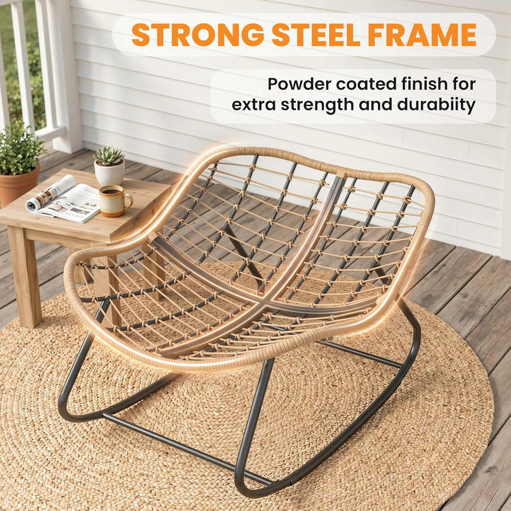 Outsunny Papasan Rocking Chair, Wicker Oversized Indoor Outdoor Rocking Papas...