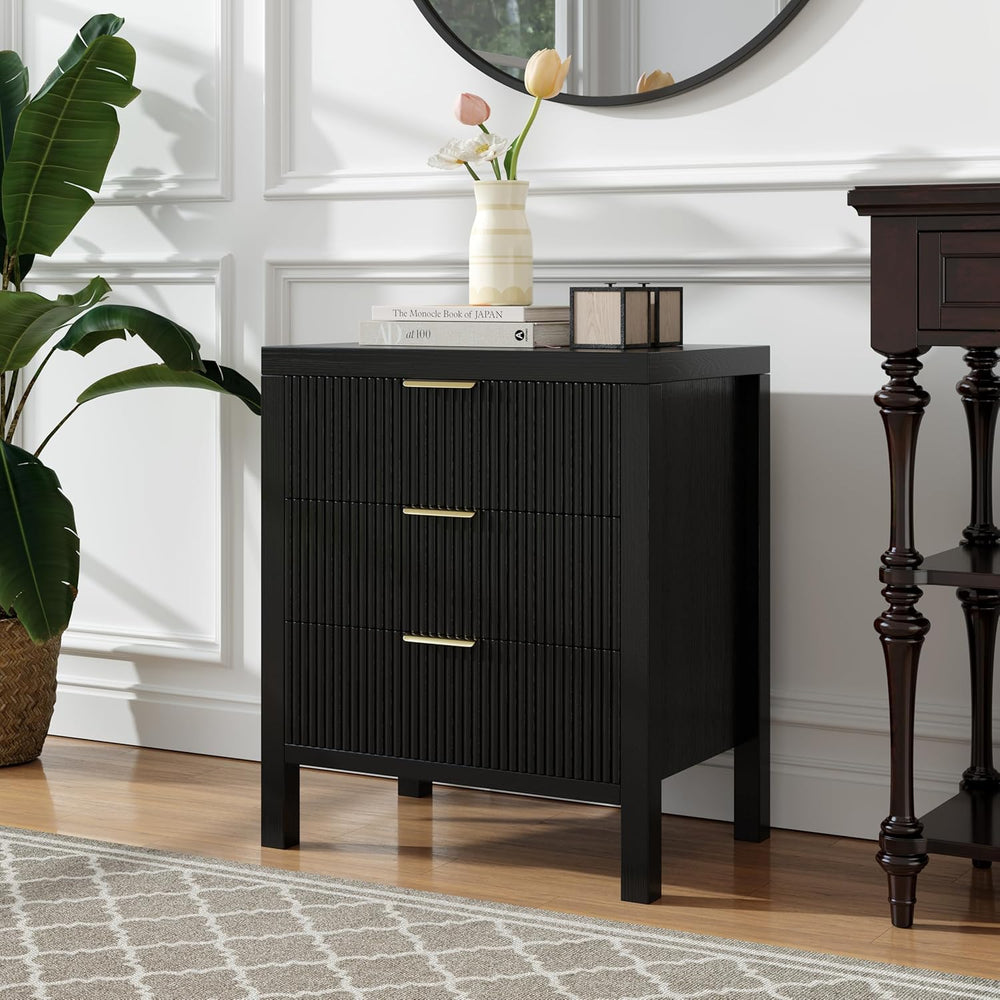 Fluted Nightstands Set of 2, Wooden Farmhouse Night Stands with 6 Drawer Beds...