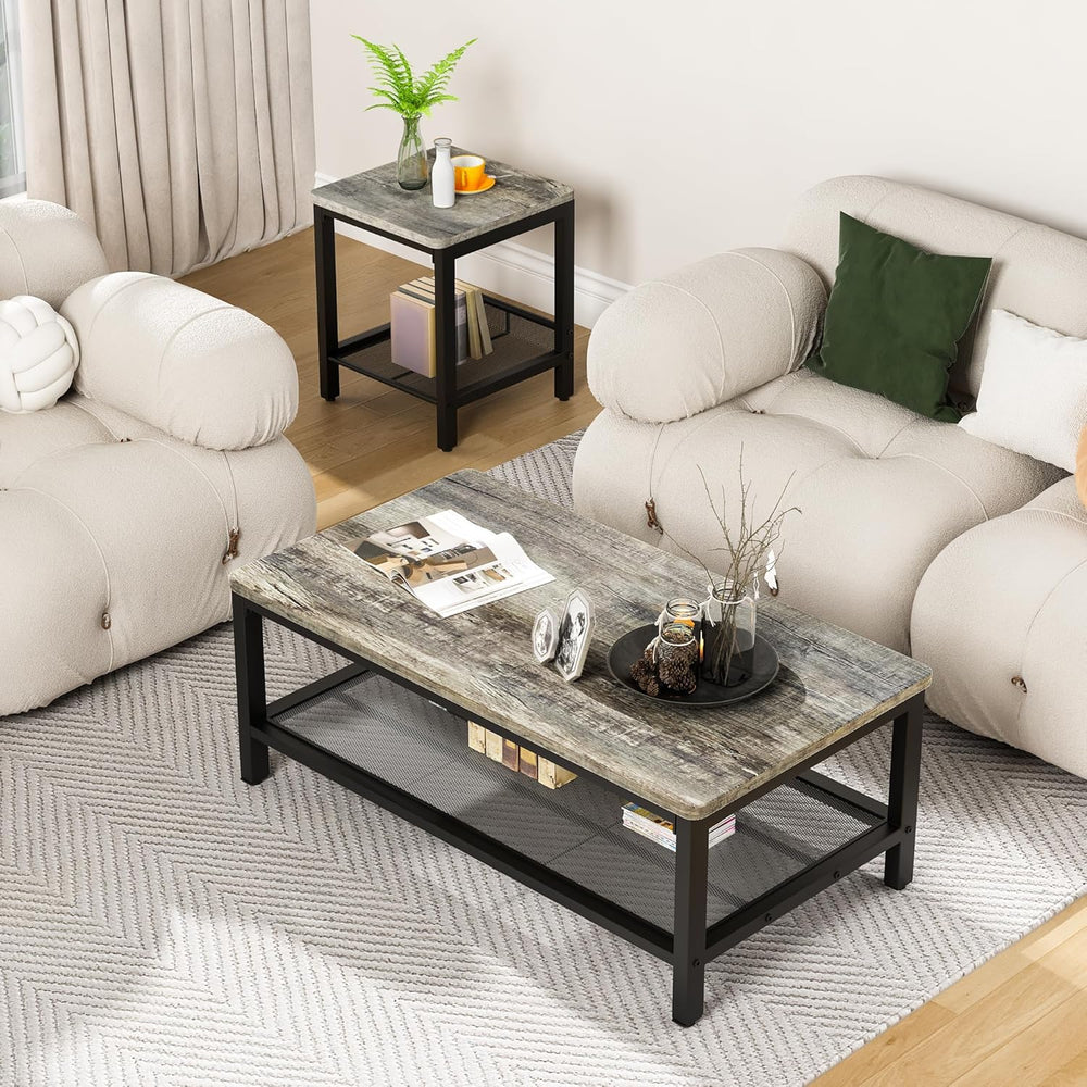 Lamerge Coffee Table Set of 3 Coffee Table and end Table Sets, Modern Metal F...