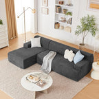 107" Modular Sectional Cloud Couch, Boneless couches Sponge sectionals for Living Room, High Density Sponges Sofa, Modular L-Shape with Chaise, Darkgrey