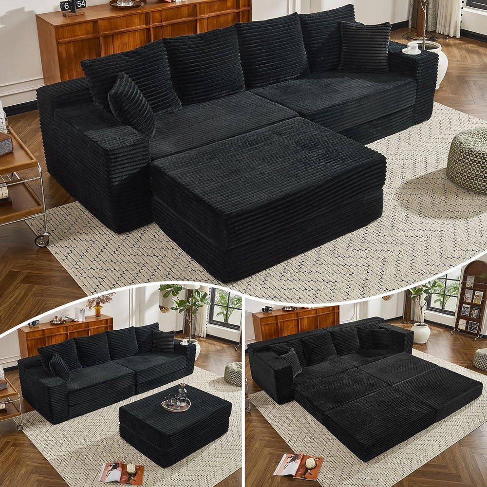 106" Modular Cloud Sofa Couch Convertible Sectional with High Density Fo...