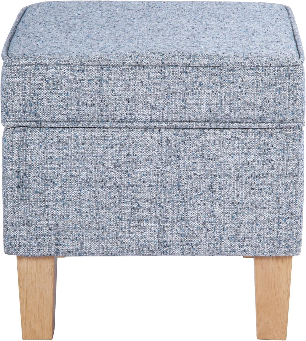 HomePop 22" Medium Tufted Storage Ottoman - Blue Gray Woven Fabric