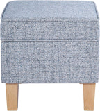 HomePop 22" Medium Tufted Storage Ottoman - Blue Gray Woven Fabric