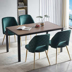 NORDICANA Modern Dining Chair Set of 4, Forest Green Velvet Fabric Upholstered Accent Chairs with Golden Metal Legs, Round Back Side Chairs for Kitchen Living Room Bedroom