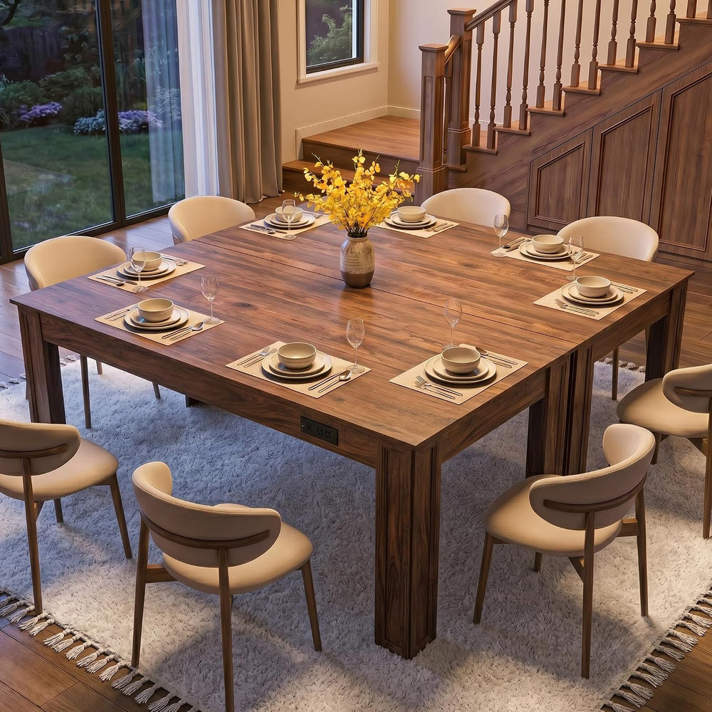 Farmhouse Dining Table for 6-8 People, 71-Inch Wooden Kitchen Table with 2 Dr...