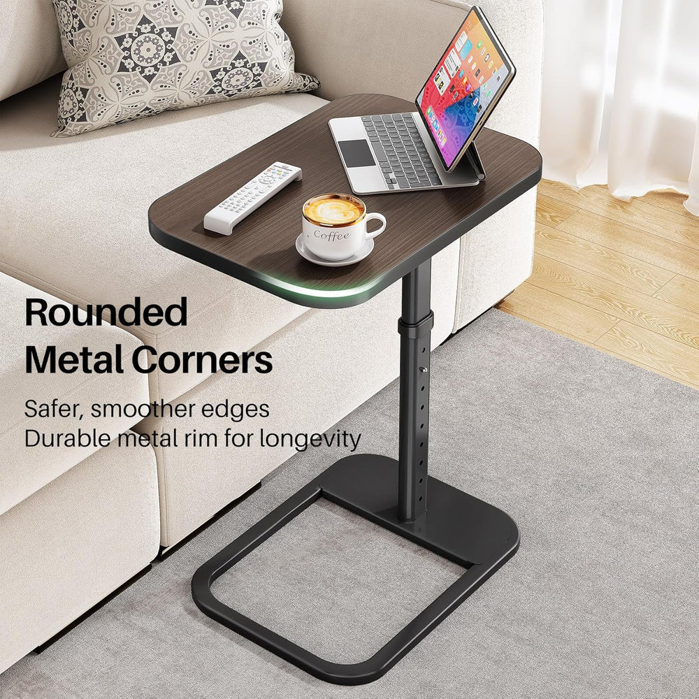 Kitstorack TV Tray Table, Adjustable Height & Rounded Metal Corners, Snac...