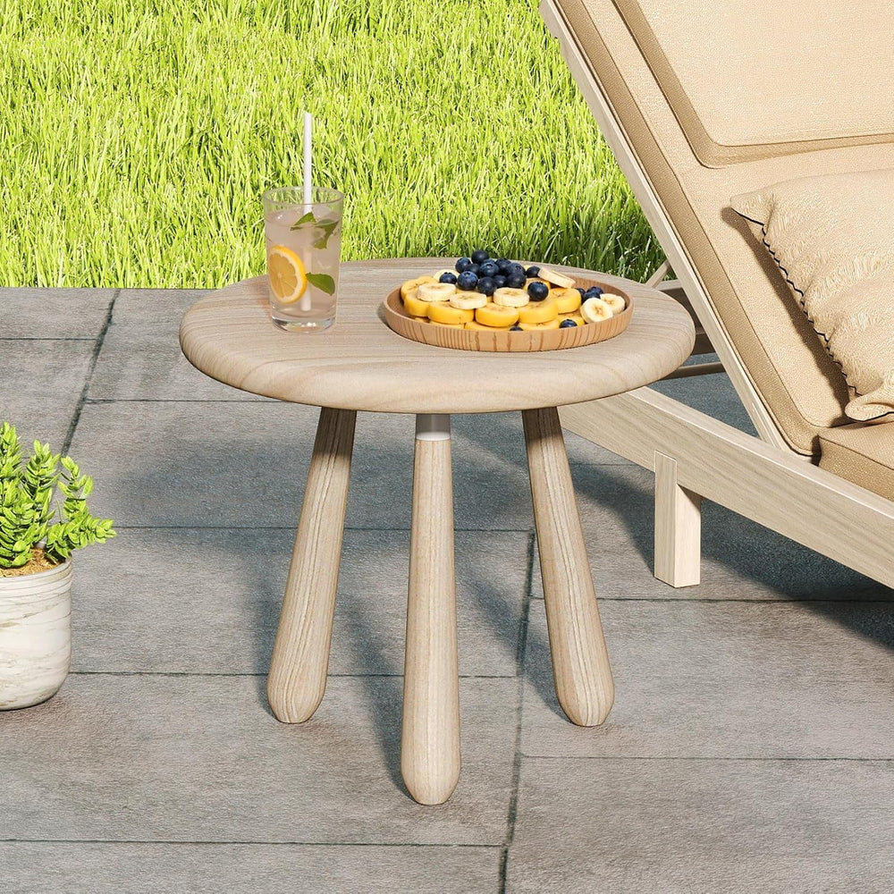 Tangkula Mahogany Wood Side Table, 18” Round Small Accent End Table with Thic...