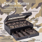 HOUNDSBAY Yachtsman Large Watch Box Jewelry Organizer for Men, Camo Gifts for Men, Jewelry Box Organizer, Watch Display & EDC Storage Drawer, Watch Case