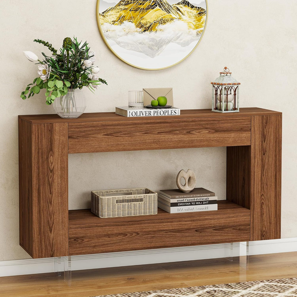 Console Table, 47" Entryway Table with Hidden Storage Cabinets, Adjustab...