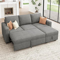 HONBAY Modular Sectional Sleeper Sofa with Pull Out Bed, L Shaped Sofa with Storage, Modular Sectional Couches for Living Room, Warm Grey