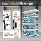 HOMEDANT House Lift-Beam White 48" Wide Boltless Heavy Duty Garage Storage Shelving Adjustable 5-Tier Metal Shelves Laminated Organization Shelf Industrial Utility Rack Pantry Shed Office Store 3Pack