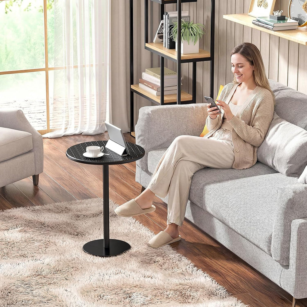 Small Round Side Table, Pedestal Accent End Table with Marble Base for Living...