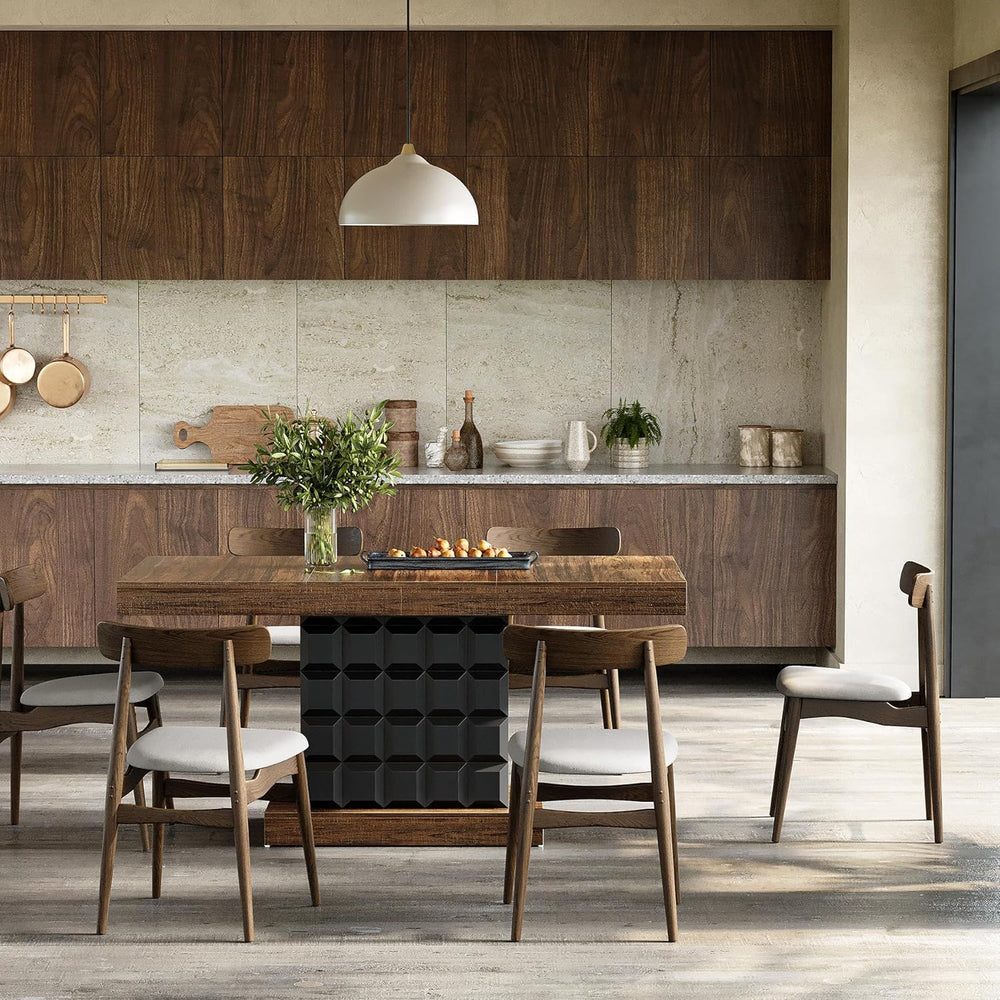 LITTLE TREE 63" Modern Dining Table, Rectangular Dinner Table for 4-6, F...