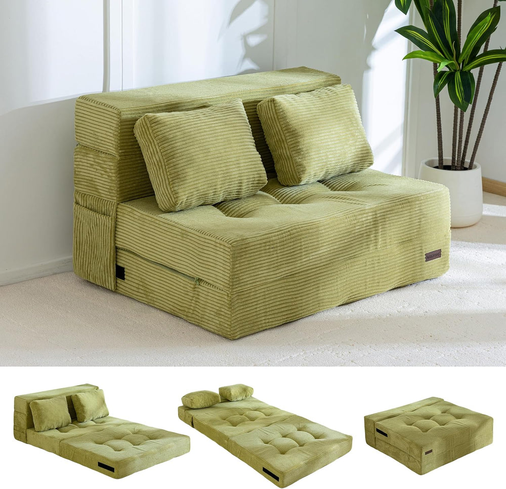 MAXYOYO Convertible Sofa Bed, Fold Out Loveseat Sofa Couch with Pillow, 4 in ...