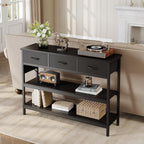 Lulive 2 Pack Entryway Table with Outlets, 3 Fabric Drawers, 43in | 43.3"W x 11.8"D entry table with 2 outlets, 2 USB ports, swappable plug side, adjustable feet and anti-tip kit.