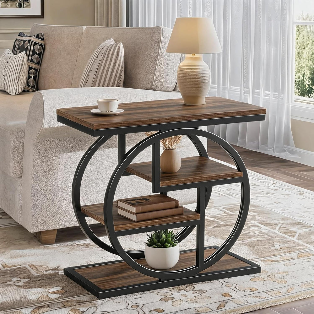 Tribesigns End Table for Living Room, Wooden Narrow Side Table with Storage S...