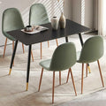 Home Kitchen Dining Room Set for 4, 5 PCS Dining Table Set, 47" Oblong Kitchen Table with MDF Black Wooden Borad and 4 Seated Upholstered Dining Chair Velvet for Dining Hall, Apartment