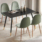 Home Kitchen Dining Room Set for 4, 5 PCS Dining Table Set, 47" Oblong Kitchen Table with MDF Black Wooden Borad and 4 Seated Upholstered Dining Chair Velvet for Dining Hall, Apartment