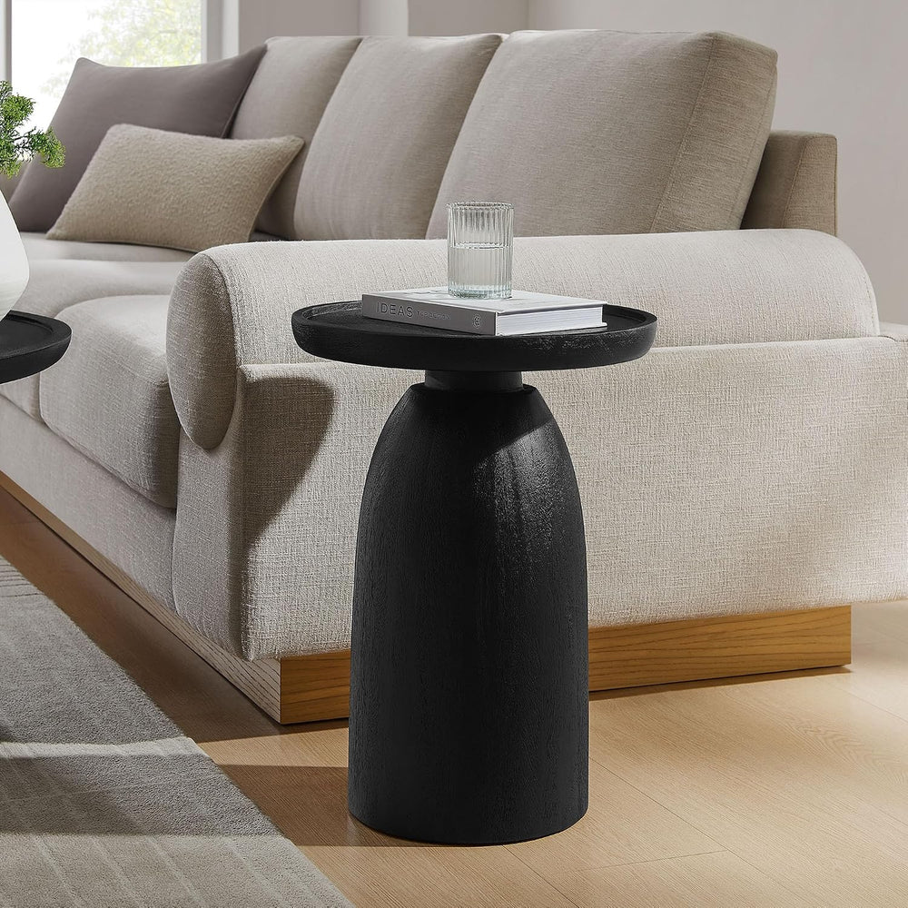 Modway Holloway Solid Mango Wood Side End Table in Black – Contemporary Woode...