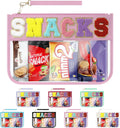 Snack Bag for Travel & Makeup - Clear Chenille Letter Zipper Pouch, Waterproof Cosmetic Tote Bag for Women & Girls (Pink)
